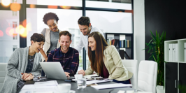 team collaborating in the office